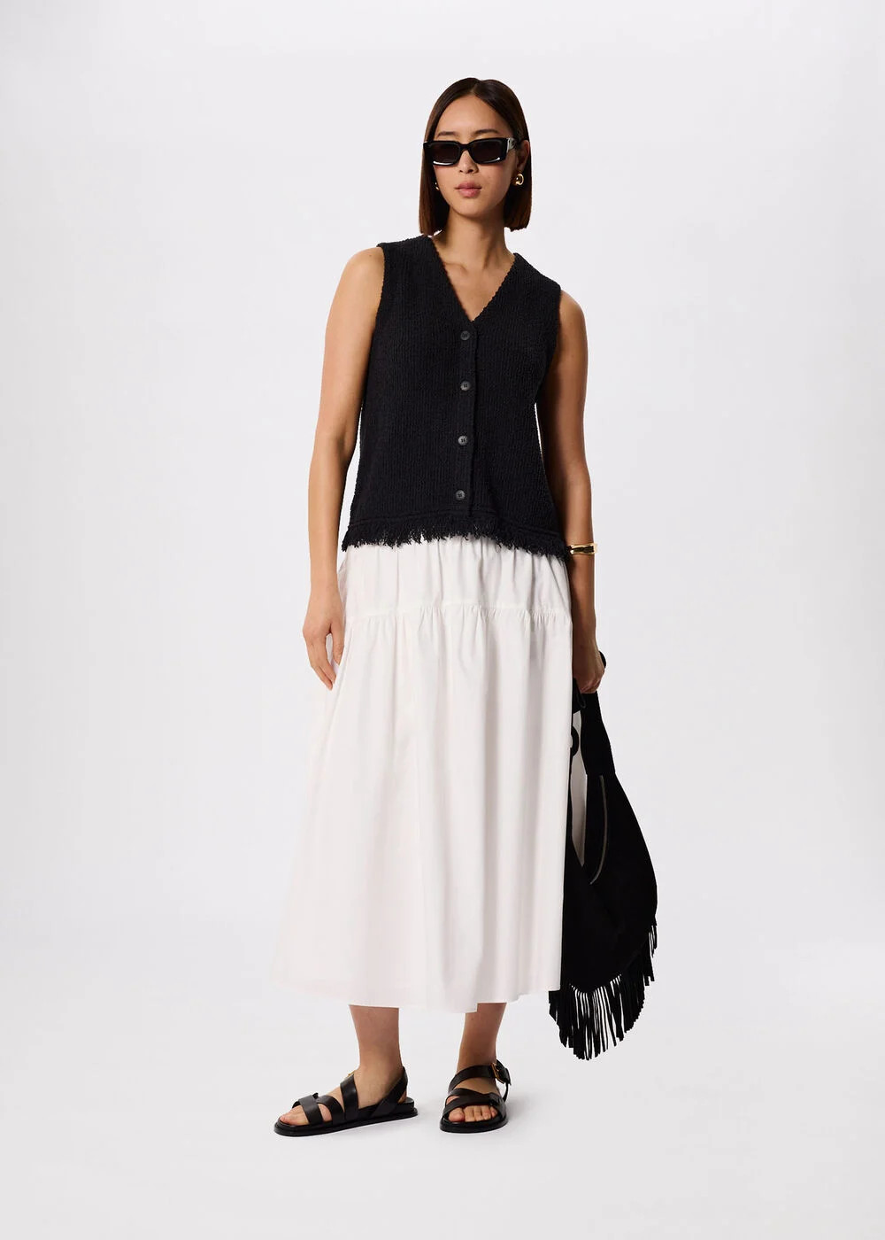 White Tier Hem Cotton Skirt | WHISTLES | Whistles UK | | Whistles