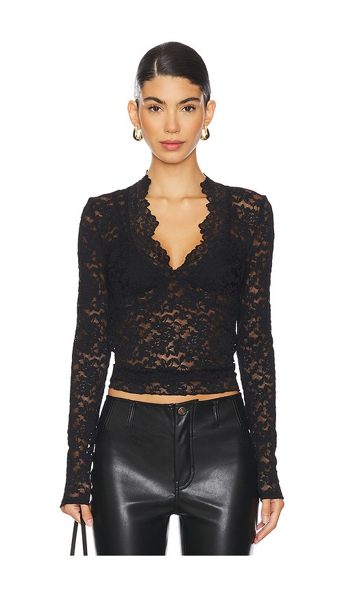 Free People x Intimately FP All Day Lace Long Sleeve Top In Black in Black. - size M | Revolve Clothing (Global)