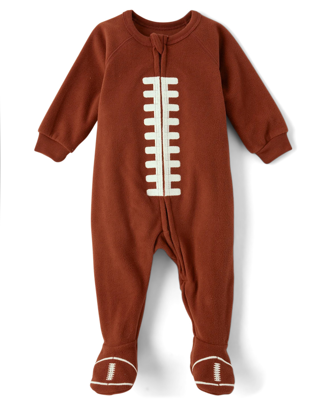 Baby And Toddler Matching Family Football Microfleece Footed One Piece Pajamas - brown | The Children's Place