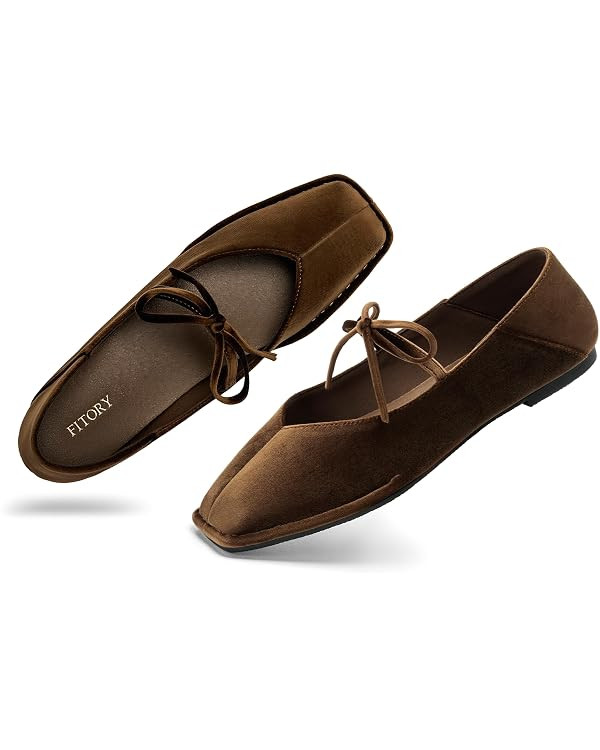 FITORY Ballet Flats for Women Mary Jane Shoes with Square Toe Comfortable | Amazon (US)