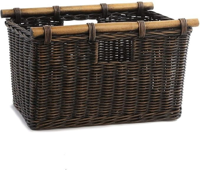 The Basket Lady Tall Narrow Wicker Storage Basket, S, Walnut Brown | Outside: 16" L x 9.5" W x 10... | Amazon (US)