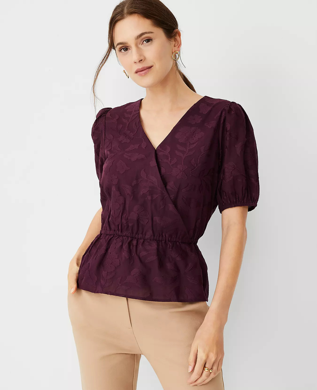 Floral Clip Wrap Top | Ann Taylor (US)