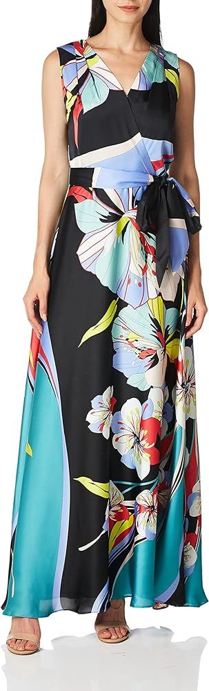 TAHARI Women's Sleeveless Surplus Tie Waist Maxi Dress | Amazon (US)