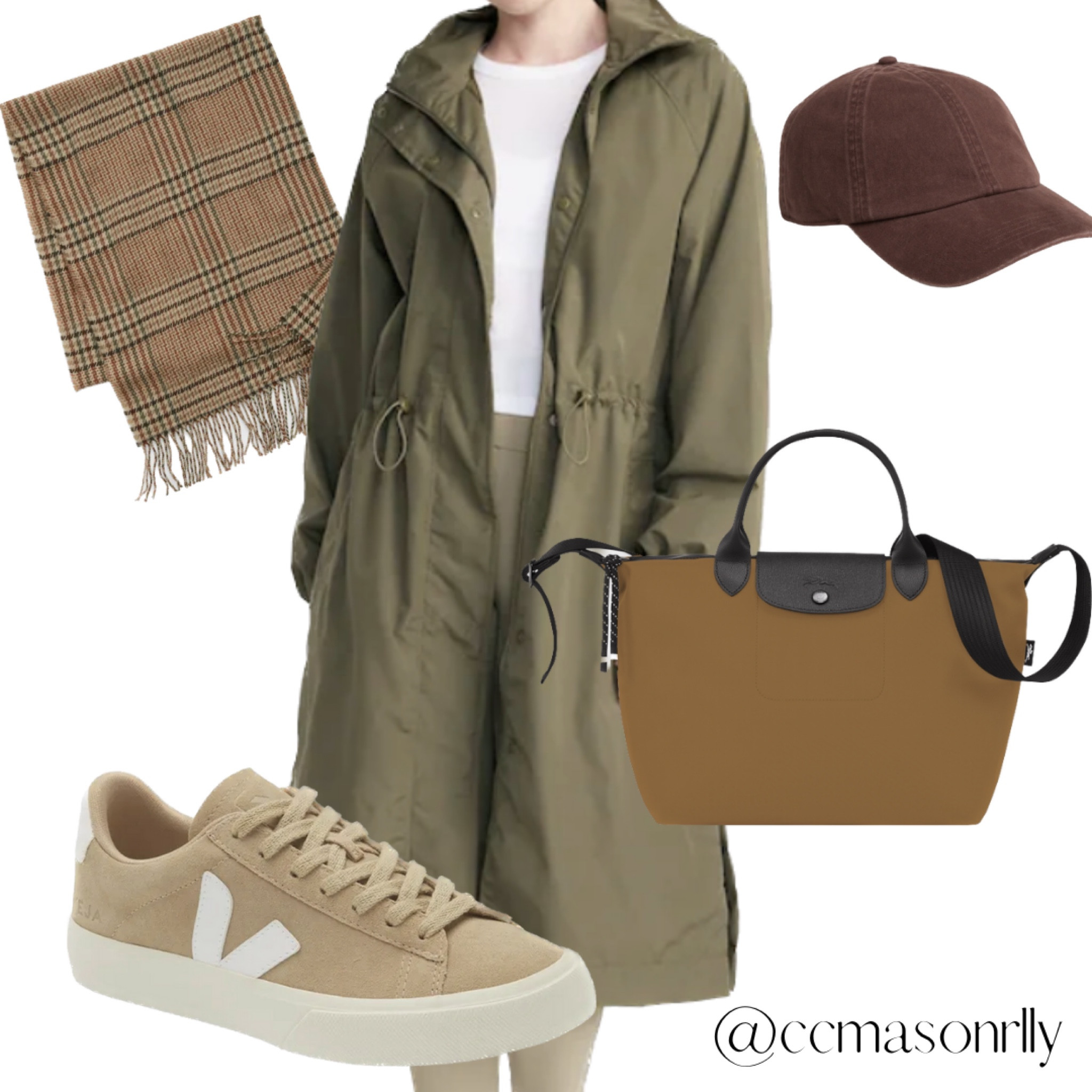 Your perfect neutral fall / autumn look for casual days out - trench coat, plaid scarf, a cute baseball cap, tote bag, and chic sneakers!

#LTKSeasonal #LTKstyletip #LTKeurope