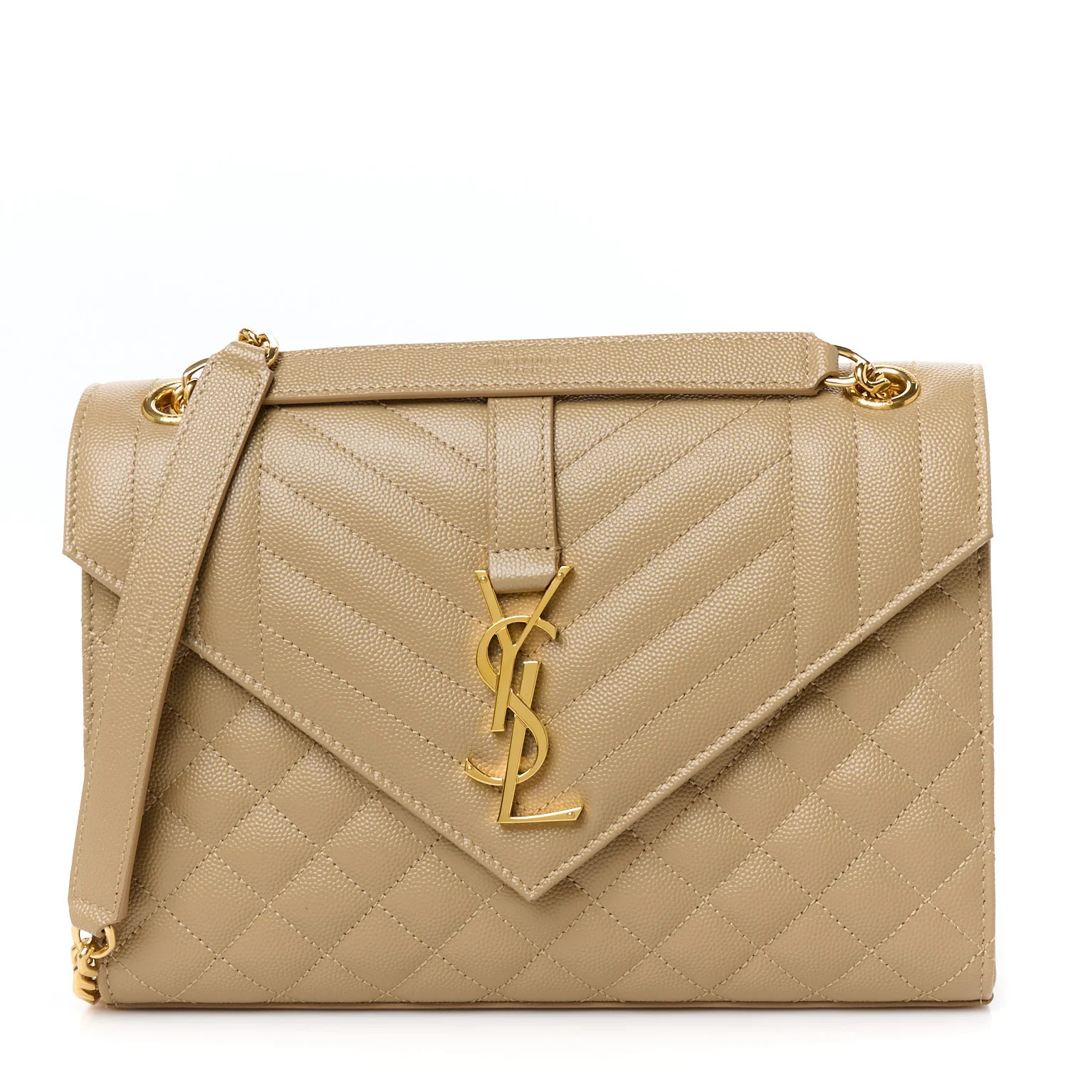 Saint Laurent Grain De Poudre Textured Mixed Matelasse Medium Triquilt Monogram Satchel Dark Latt... | FASHIONPHILE (US)