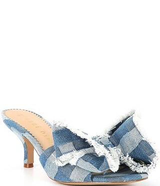 Wendell Patchwork Denim Bow Dress Sandals | Dillard's