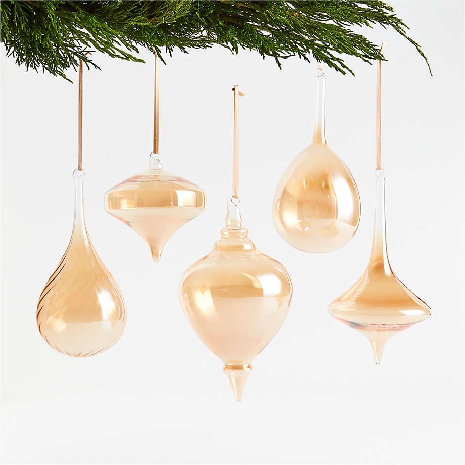 Green Glass Christmas Tree Ornaments, Set of 5 + Reviews | Crate & Barrel | Crate & Barrel