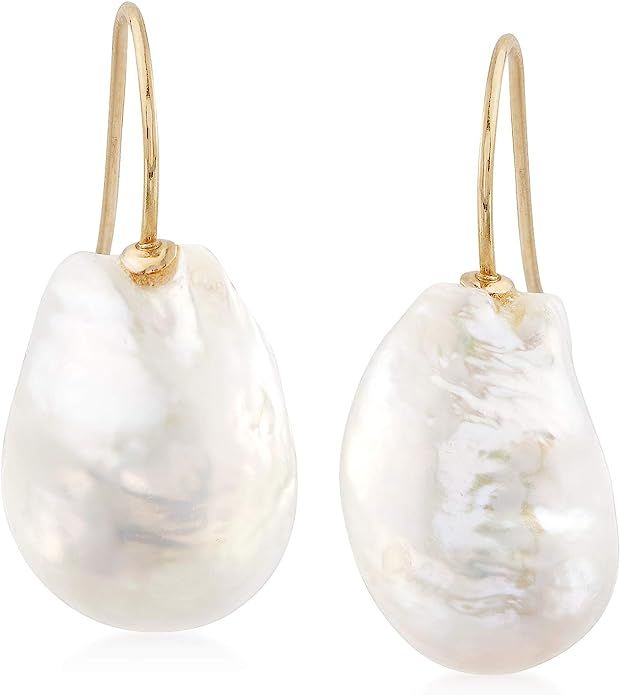 Ross-Simons 11-12mm Cultured Baroque Pearl Drop Earrings in 14kt Yellow Gold | Amazon (US)