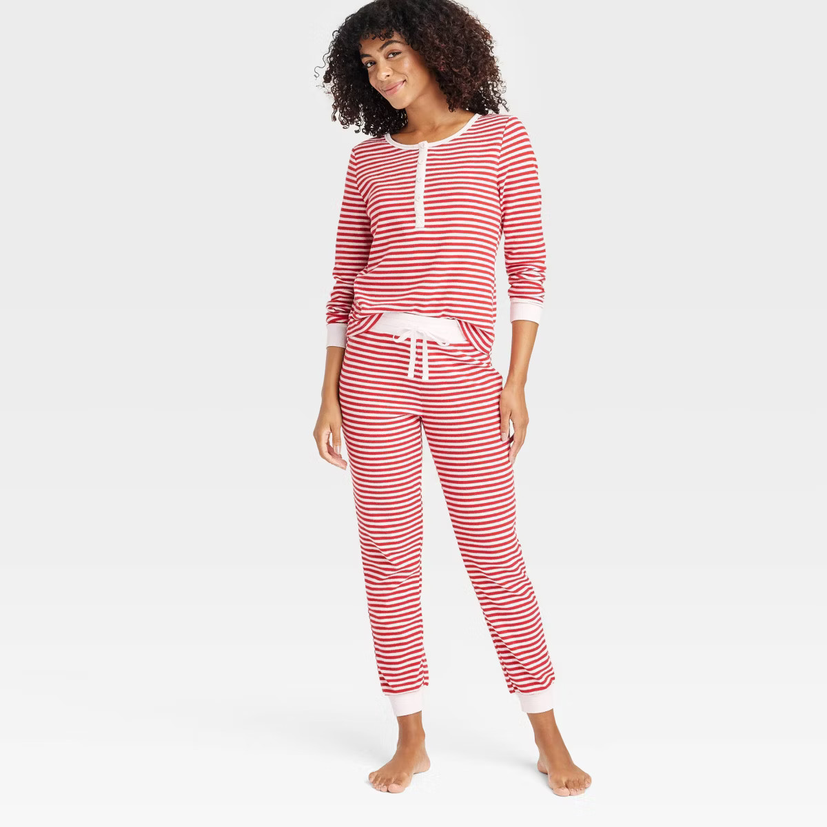 Women's Thermal Long Sleeve Henley Top and Jogger Pants Pajama Set - Auden™ | Target