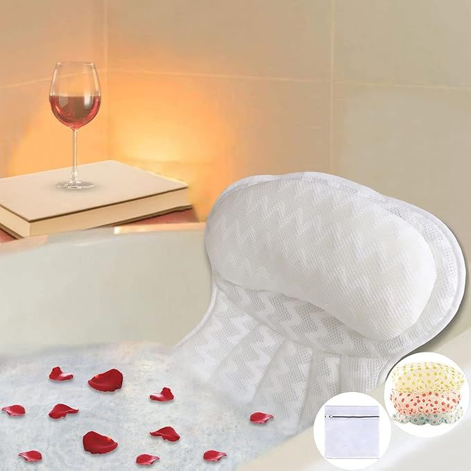 Bath Pillow, Luxury Bathtub Pillow, Ergonomic Spa Bath Pillows for tub with 4D Mesh Technology an... | Amazon (US)