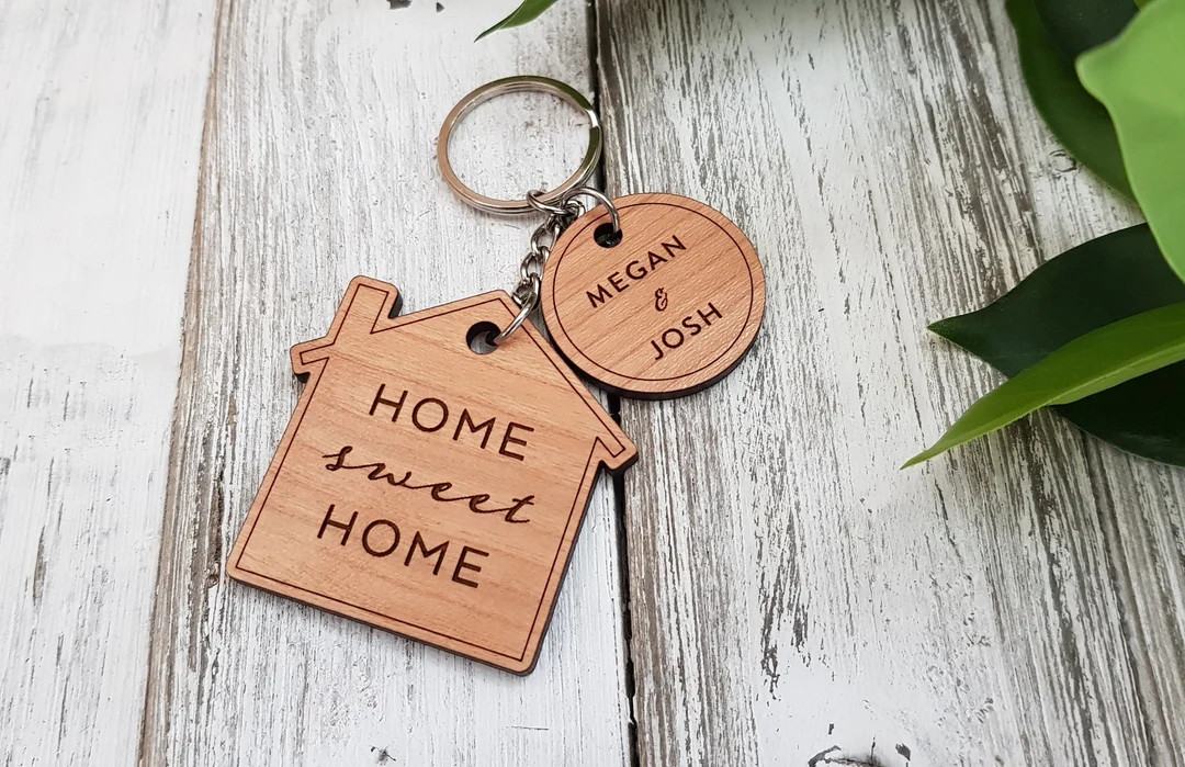 Personalized New Home Keychain, Home Sweet Home, Home Key Chain, Closing Gift, Housewarming Gift,... | Etsy (US)