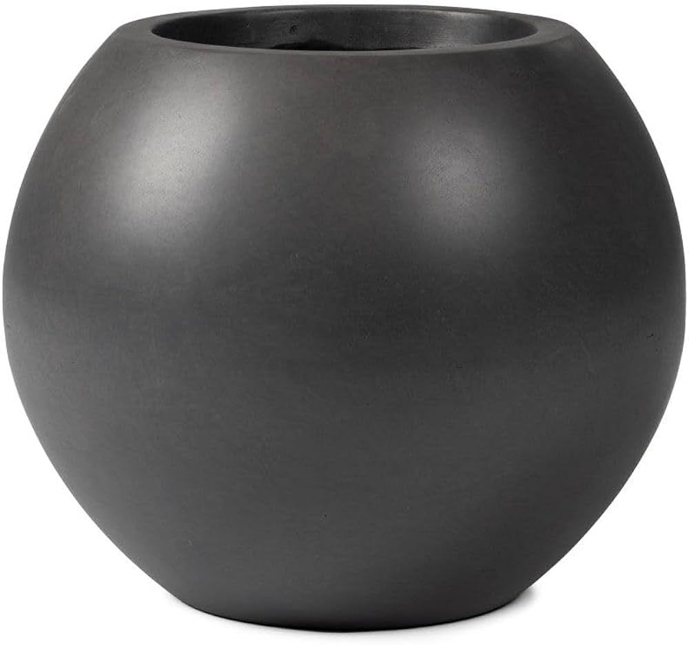 Ash & Ember Onyx 16" D Ceramic Indoor Outdoor Round Sphere Planter, Charcoal, Home Décor Evergre... | Amazon (US)