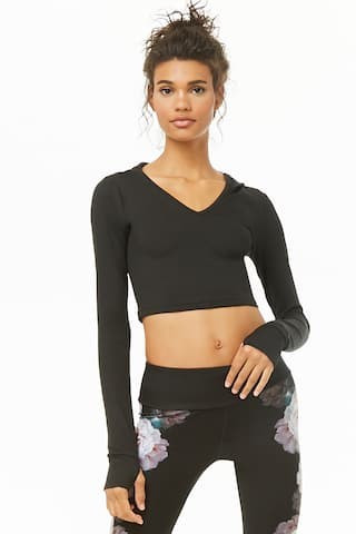 Active Ribbed Hooded Top | Forever 21 (US)