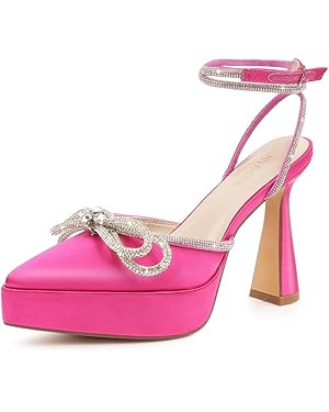 JENN ARDOR Women's Platform Heels Ankle Strap Pumps High Heeled Pointed Toe Stiletto High Heel Sa... | Amazon (US)