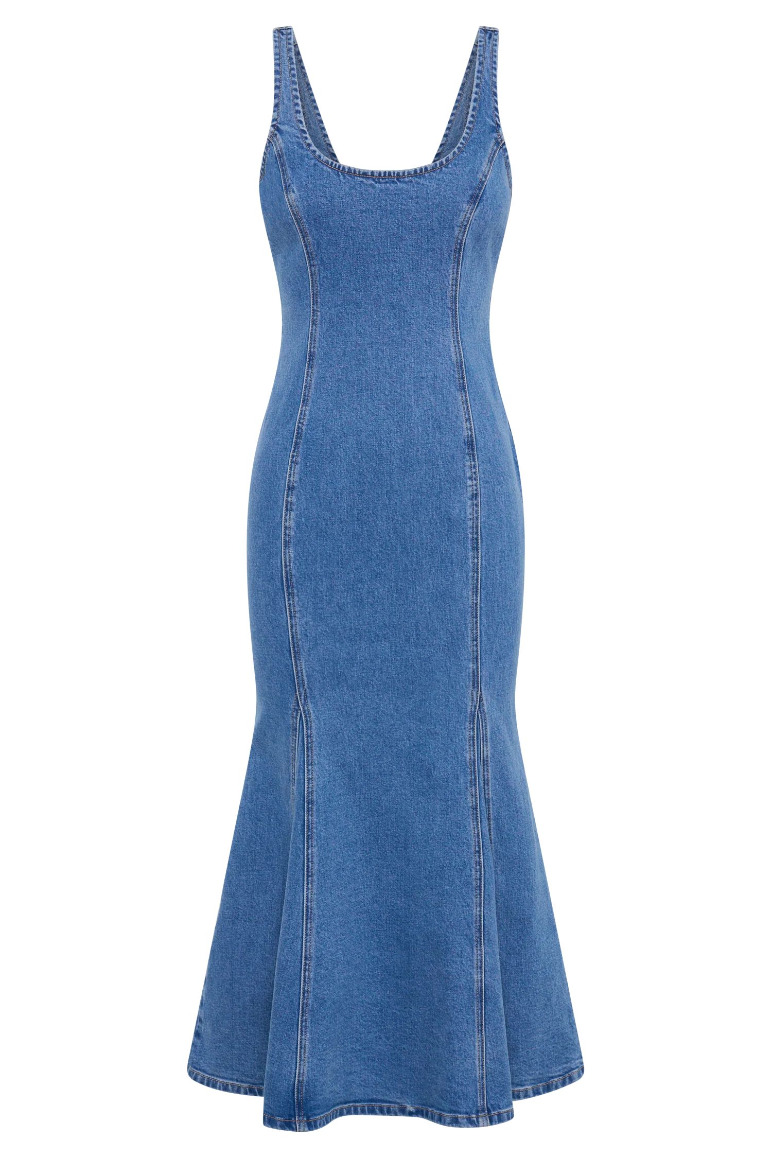 Milena Denim Midi Dress - 70's Blue | MESHKI US