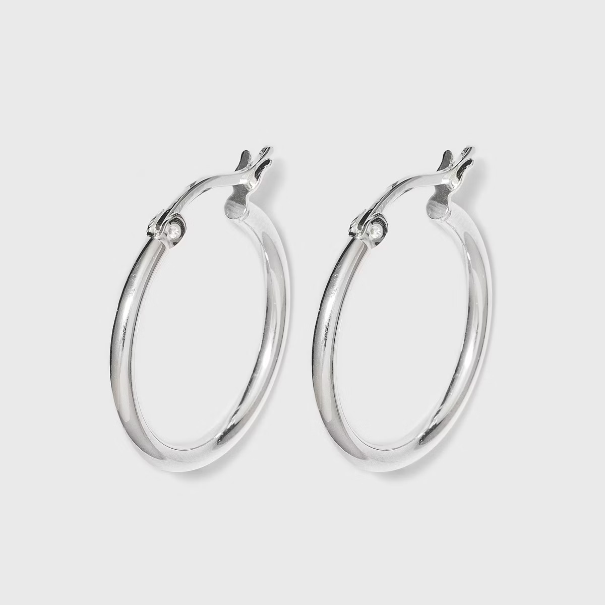 Sterling Silver Round Thin Hoop Earring - Silver | Target