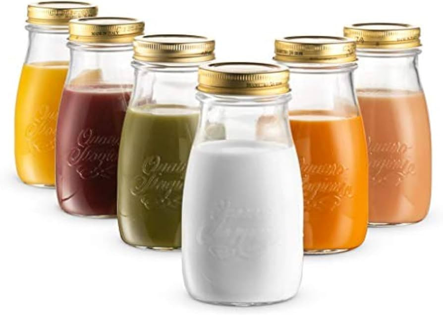 Bormioli Rocco Quattro Stagioni, Set Of 6, Glass Canning Mason Jars And Drinking Bottles, 6.75 Oz... | Amazon (US)