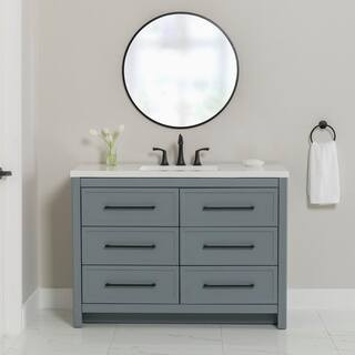 Home Decorators Collection Hailey 49 in. Single Sink Laguna Blue Bath Vanity with White Cultured ... | The Home Depot
