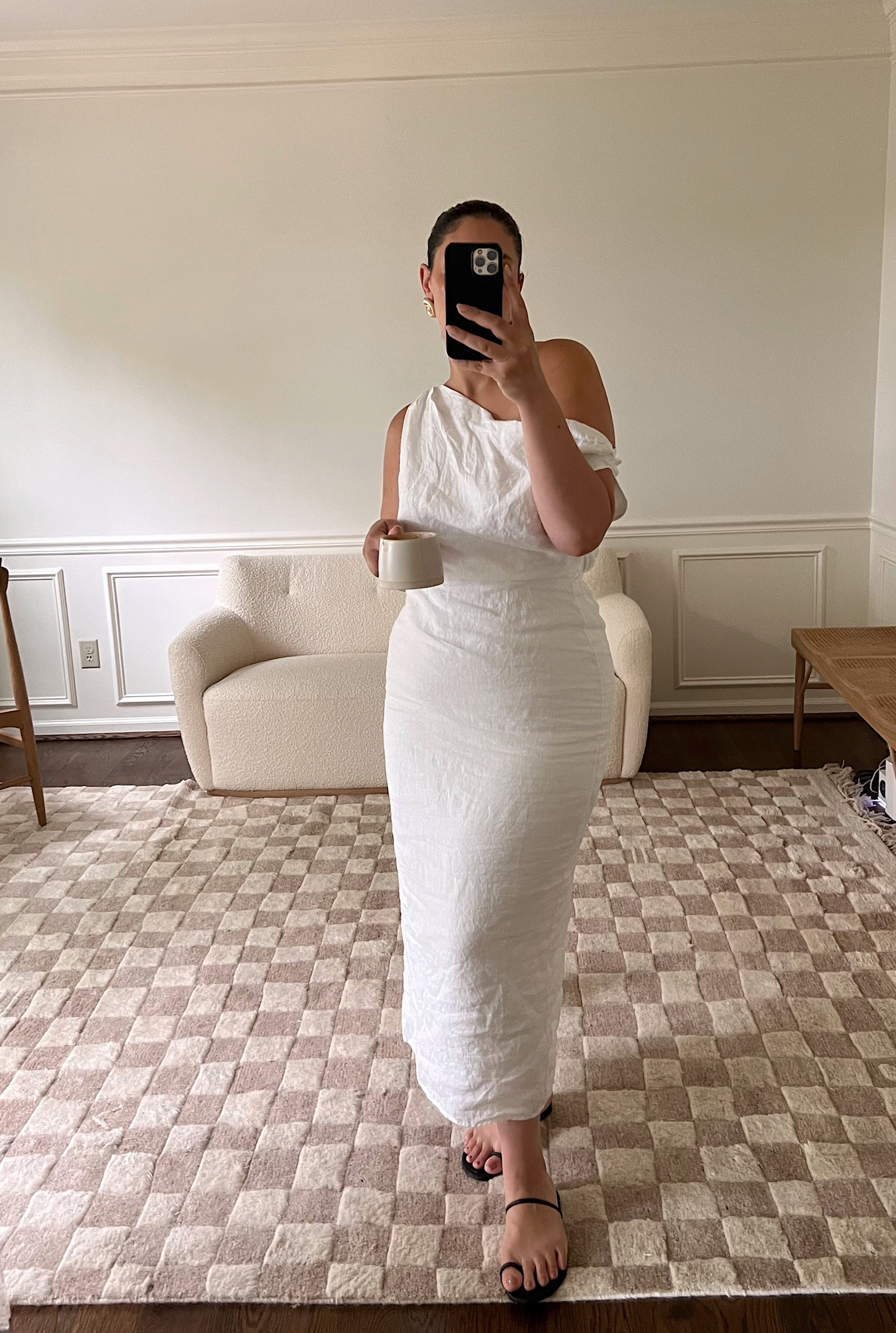 knee length dresses for ladies Cass White Asym Linen Midi Dress – sarahsrentals