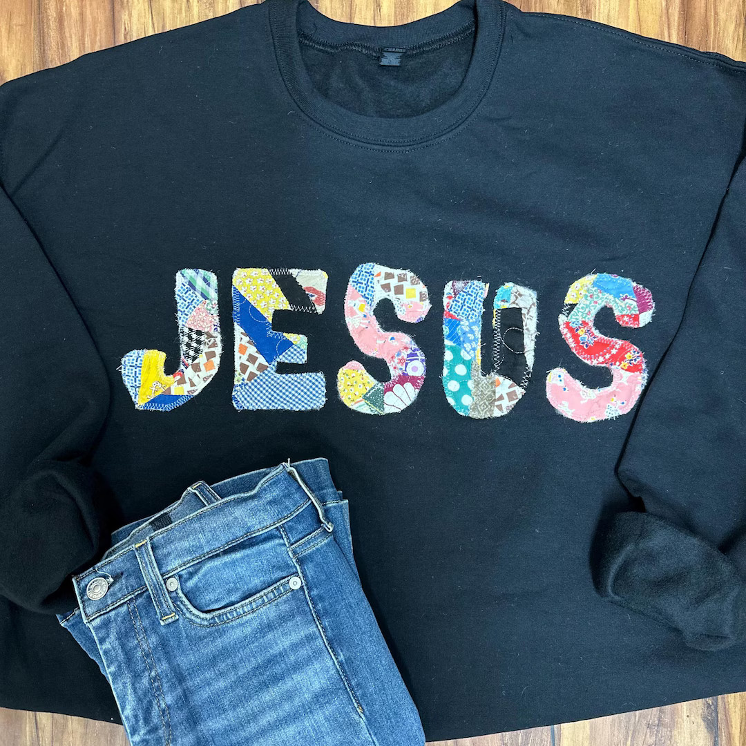 Jesus Vintage Quilt Crewneck Sweatshirt: Grandmacore Patchwork Cottagecore Handmade Faith Jesus A... | Etsy (US)