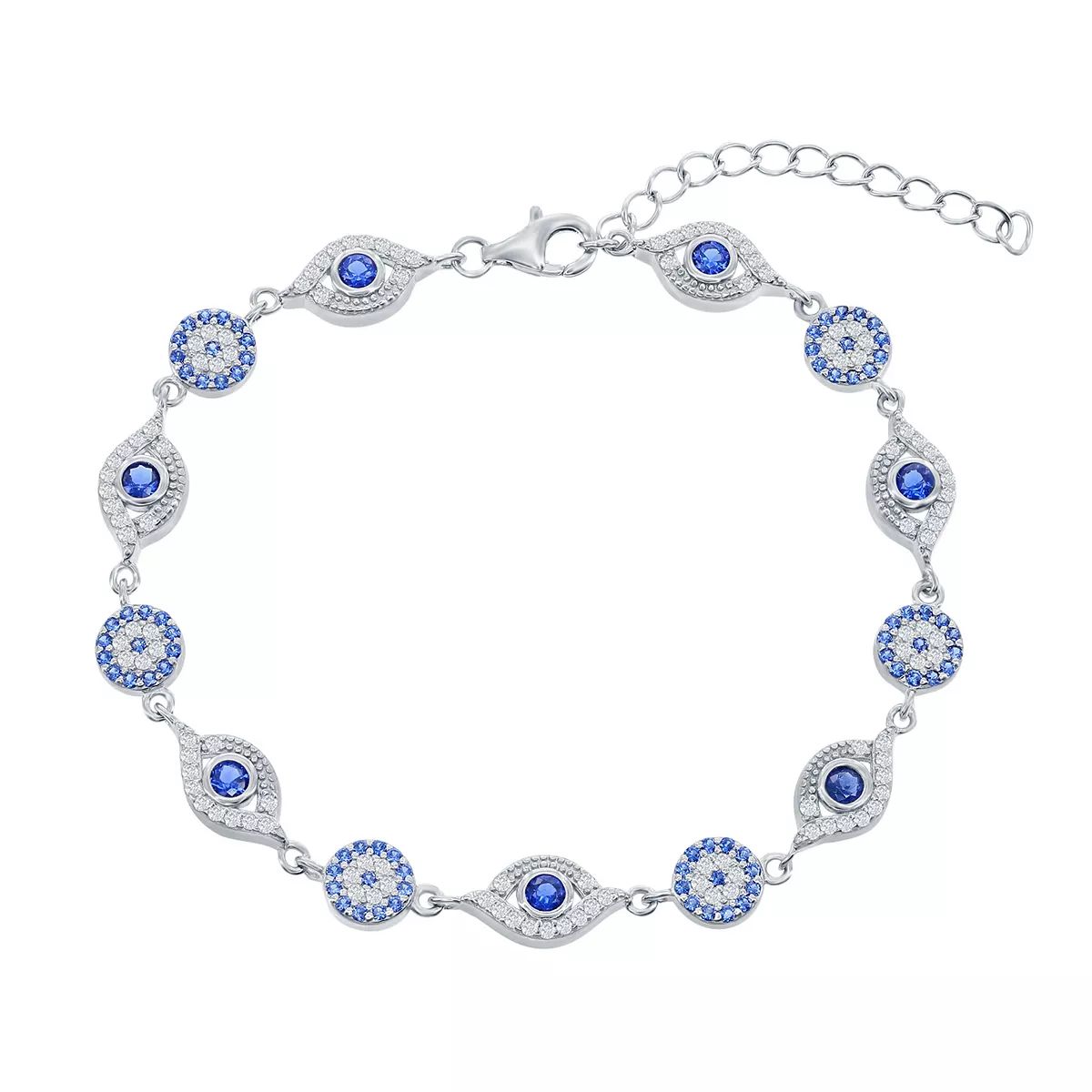 Sterling Silver Blue & White Cubic Zirconia Evil Eye Bracelet | Kohl's