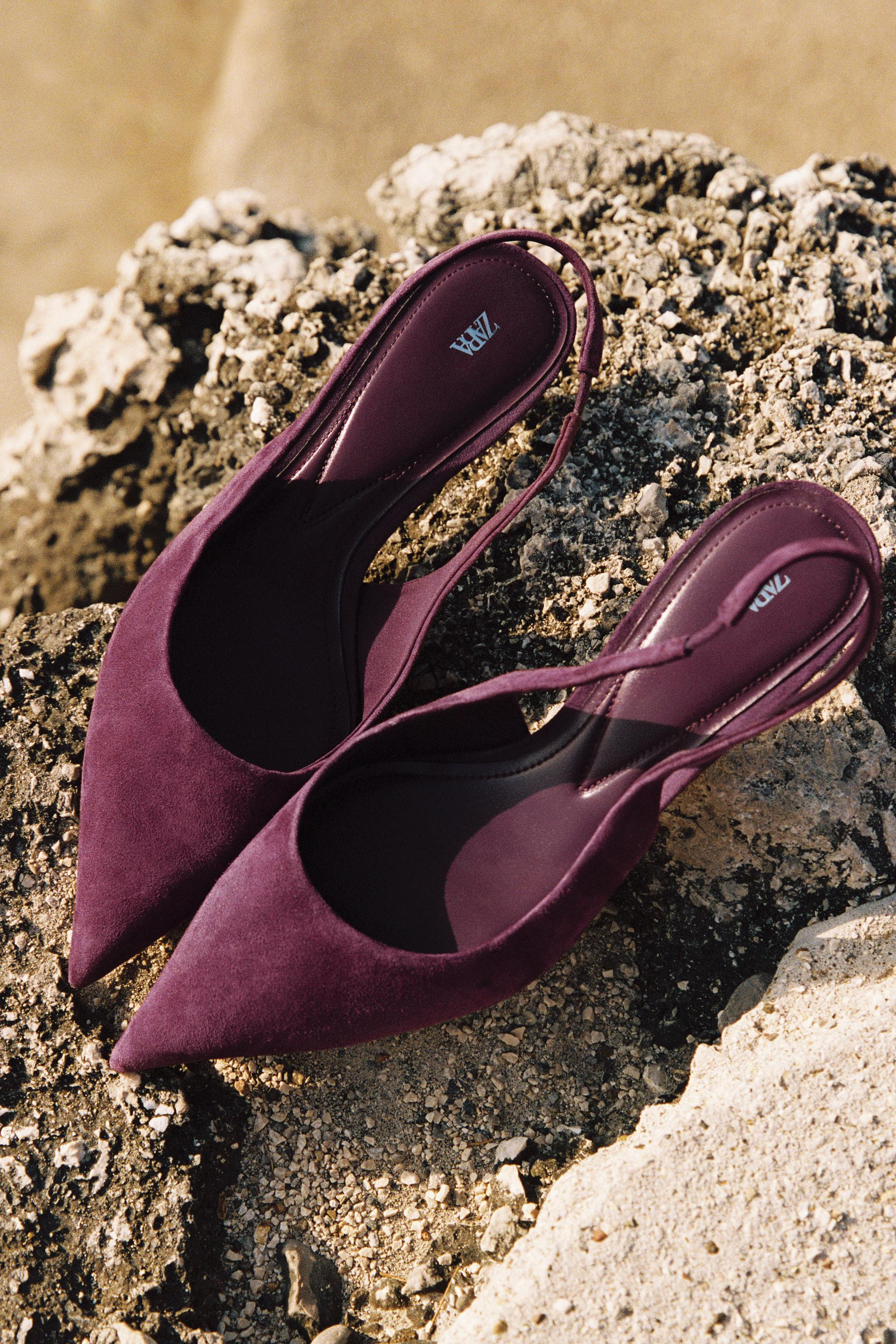 Zara - Suede Slingback Shoes - Purple - 4 - Woman | Zara UK