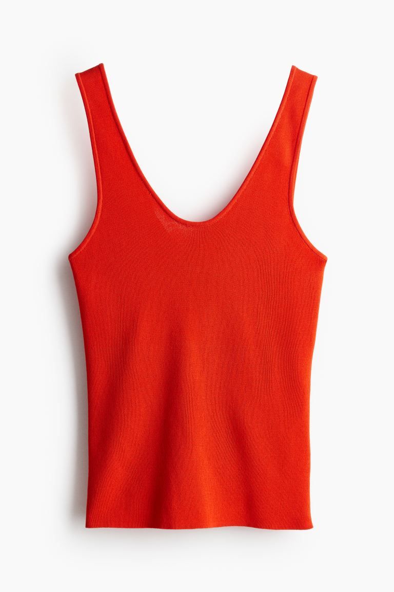Knit Tank Top - Bright orange - Ladies | H&M US | H&M (US + CA)