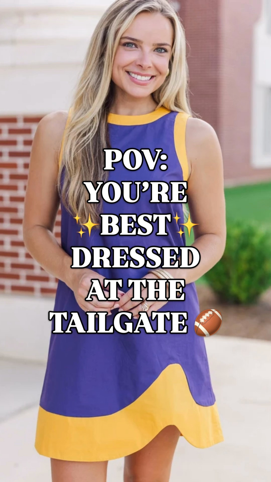 Game day dresses | college football outfits women | tailgate outfits | football game outfit | NFL game day style

POV: you’re best dressed at the tailgate, because team spirit has never required surrendering your standards.

I pulled together the preppy, feminine game day dresses that bring the color without looking like something purchased beside the stadium nachos. Think orange, purple, royal blue, navy, green, red, gold and white across mini dresses, shirt dresses, fit-and-flare silhouettes and breezy midi dresses.

The details make these feel intentional: contrast collars, ric-rac trim, ruffled hems, stripes, gingham, block prints, embroidered motifs and playful tiger or football references. There are sleeveless and short-sleeve options for early-season heat, plus silhouettes that layer beautifully with a cardigan, denim jacket or team-color sweater once football weather arrives.

Wear them with sneakers, cowboy boots, loafers or sandals for college football Saturdays, NFL Sundays, tailgate parties, watch parties, alumni weekends, homecoming, parents’ weekend and football mom outfits. Add a clear stadium bag and team-color earrings, and the assignment is handled.

This collection gives you one place to shop polished game day outfits across multiple team colors, from September heat through the cooler stretch of football season.

game day dresses women, college game day dresses, college football outfits women, NFL game day outfit women, tailgate outfits women, football game outfit women, cute game day outfits, preppy game day outfit, feminine football outfit, team color dress, tailgate dress, football season outfits, stadium outfit women, football mom outfit, homecoming outfit, alumni weekend outfit, watch party outfit, orange game day dress, purple game day dress, blue game day dress, red game day dress, green game day dress

#LTKFindsUnder100 #PreppyStyle #LookForLess #GameDayDress #GameDayOutfits #CollegeFootball #FootballSeason #TailgateOutfit

#LTKSeasonal #LTKootd