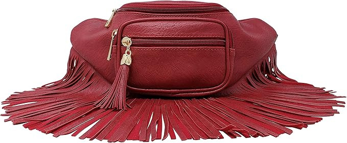 Solene Fringe purse Fanny Pack for women fashion waist packs with Multi Zipper Pockets Enjoy for ... | Amazon (US)
