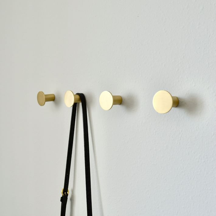 Modern Home by Bellver Brass Round Wall Hooks - Set of 4 | West Elm (US)