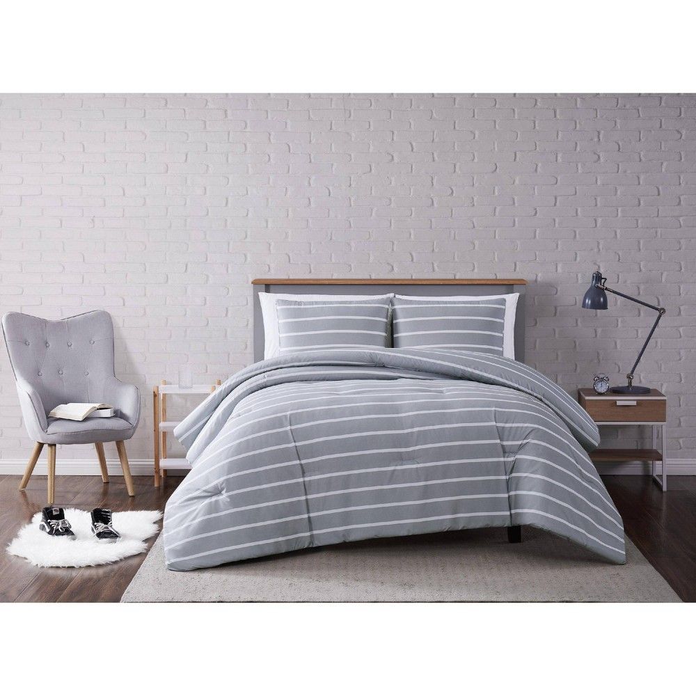 Truly Soft Full/Queen Maddow Stripe Comforter Set Gray | Target