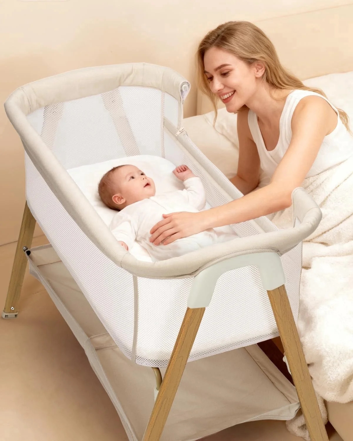 Baby Bassinet, Bedside Bassinet for Baby, Bassinet Bedside Sleeper with Mattress, Storage Basket ... | Walmart (US)
