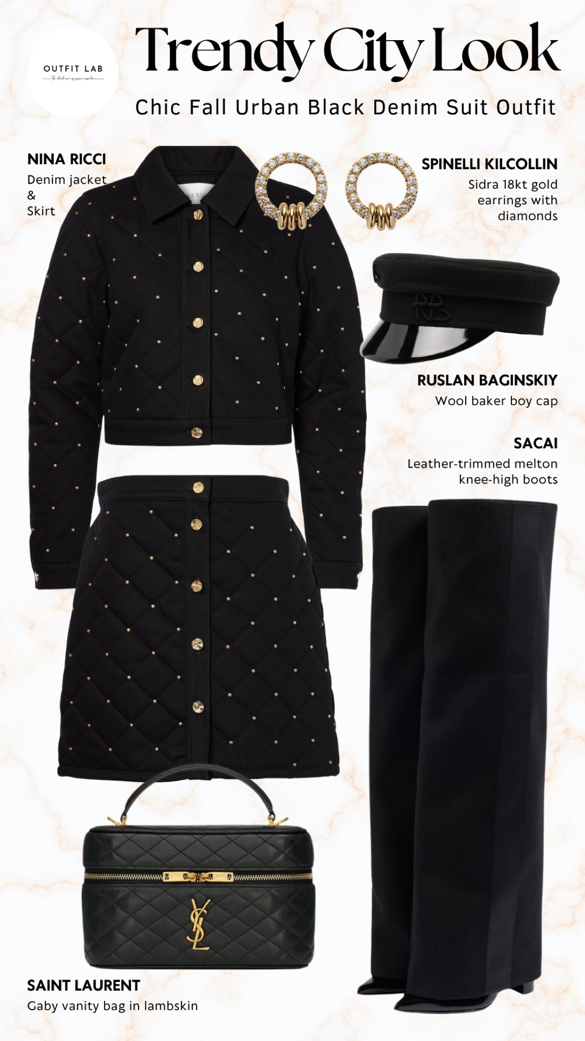 Chic Fall Urban Black Denim Suit Outfit: Trendy City Look – Shop Now!

Elevate your fall style with this chic urban black denim suit outfit. Featuring a sleek Nina Ricci jacket and matching miniskirt for a bold city look, paired with stylish Sacai boots. Complete the ensemble with a statement Saint Laurent vanity bag, Spinelli Kilcollin earrings, and a Ruslan Baginskiy cap for the perfect urban vibe. Shop now to stay on-trend this season!

#LTKStyleTip #LTKSeasonal #LTKShoeCrush