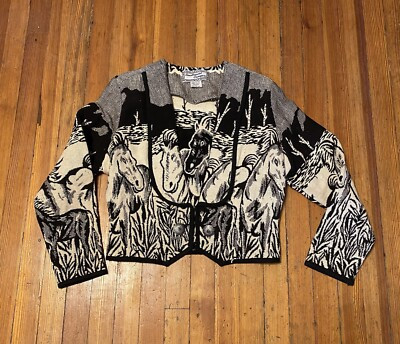 Vtg 80s Southwest Canyon Western Crop Jacket Womens S Tapestry Horses Cowboy | eBay US