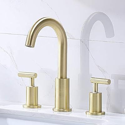 Comllen Modern 2 Handle 3 Hole Matte Gold 8 Inch Lavatory Widespread Bathroom Faucet,Bathroom Sin... | Amazon (US)