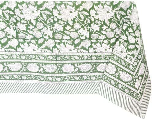 ATOSII Meraki Green 100% Cotton Fall Tablecloth, Handblock Print Square Table Cover for Kitchen D... | Amazon (US)
