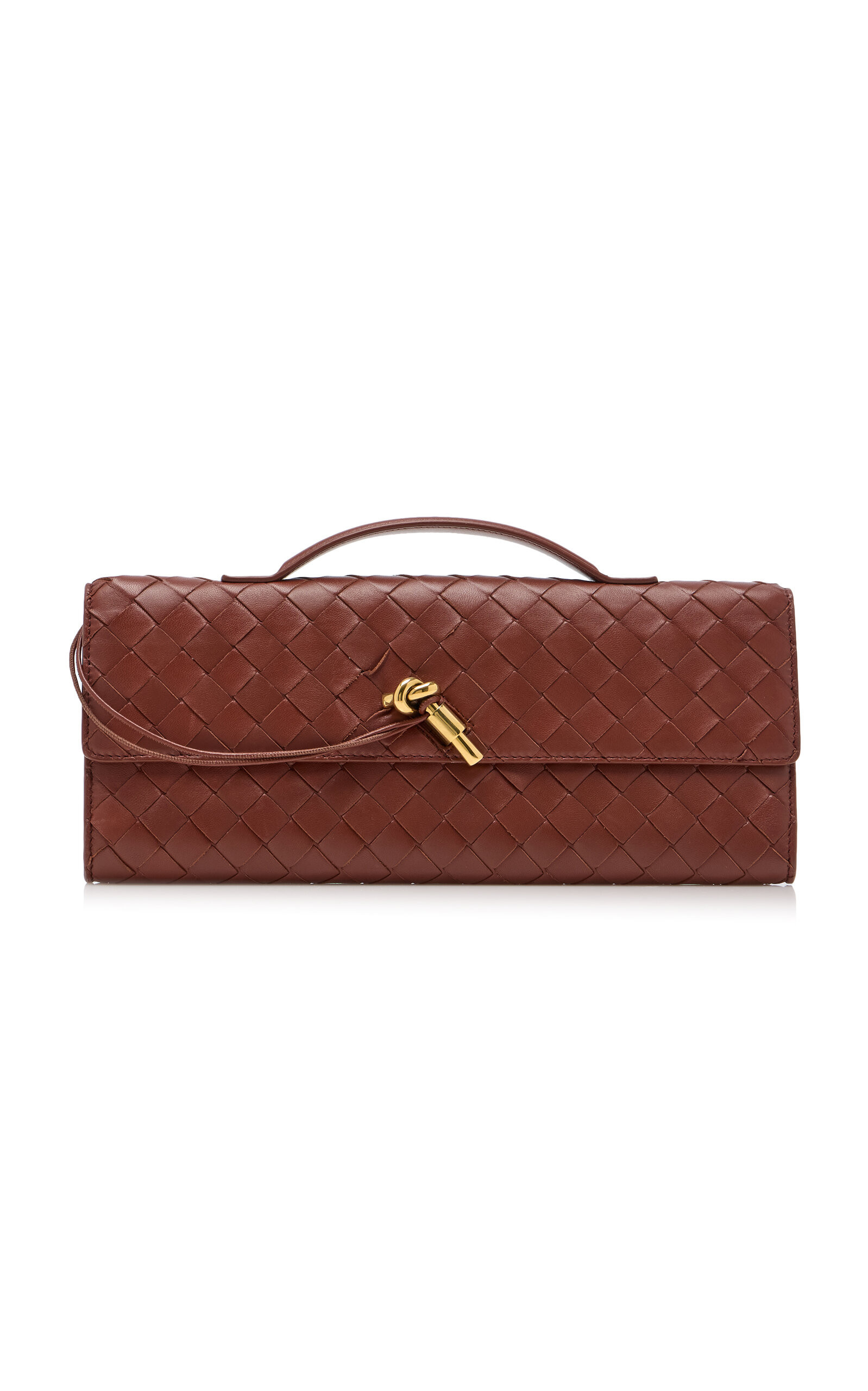 Bottega Veneta - Andiamo Intrecciato Leather E/W Clutch - Brown - OS - Moda Operandi | Moda Operandi (Global)
