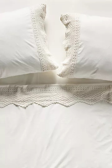 Norah Crochet Organic Percale Sheet Set | Anthropologie (US)