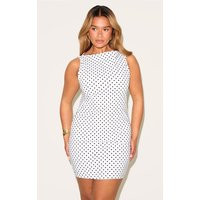 Shape White Polka Dot Boat Neck Mini Dress | PrettyLittleThing US