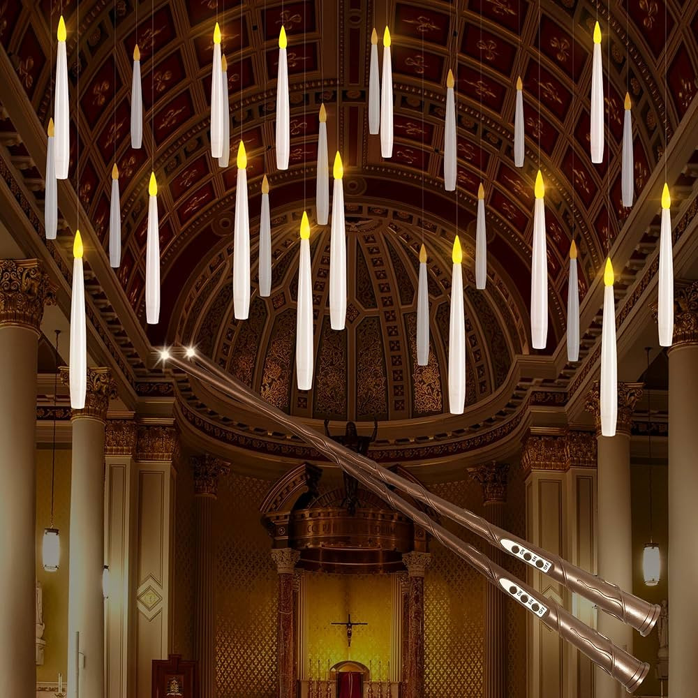 Floating Candles with Wand, 20 Pack Halloween Candles Battery Operated Flickering LED Hanging Can... | Amazon (US)