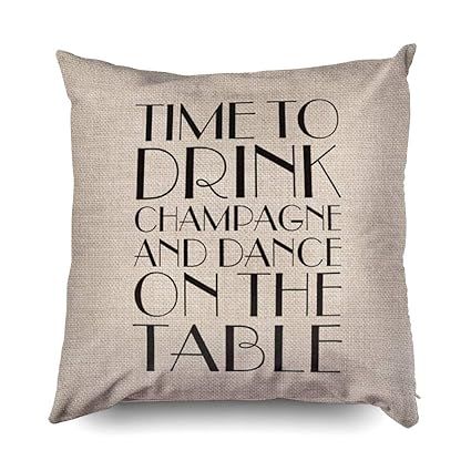 TOMWISH Hidden Zippered Pillowcase 1920s time to Drink Champagne Burlap 20X20Inch,Decorative Thro... | Amazon (US)