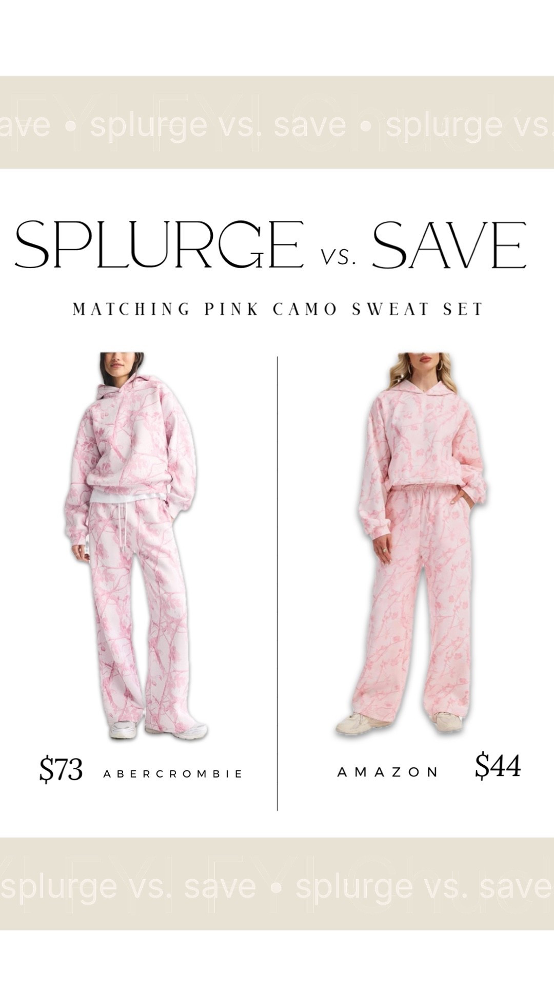 Splurge or Save: Matching pink camo sweat set 💕


#LTKWorkwear #LTKSwim #LTKFindsUnder50 #LTKWedding #LTKHome #LTKBaby #LTKMens #LTKSaleAlert #LTKFindsUnder100 #LTKStyleTip #LTKFamily #LTKU #LTKBeauty #LTKBump #LTKOver40 #LTKItBag #LTKParties #LTKTravel #LTKSeasonal #LTKShoeCrush #LTKKids #LTKMidsize #LTKActive #LTKPetite #LTKGiftGuide #LTKTall #LTKdayinmylife #LTKCyberWeek #LTKHoliday #LTKgrwm #LTKootd #LTKfitnessgoals #LTKmomlife #LTKmorningroutine #LTKselfcare #LTKstorytime #LTKfoodie #LTKvlog #LTKValentine 