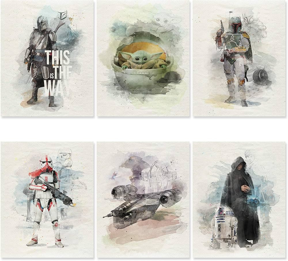 Mandalorian Poster Set - Star Wars Poster - UNFRAMED 8x10 Inch - Star Wars Decor - Star Wars Wall... | Amazon (US)