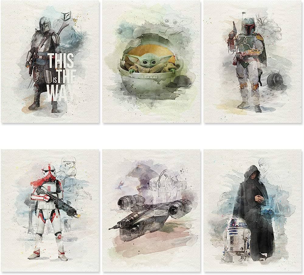 Mandalorian Poster Set - Star Wars Poster - UNFRAMED 8x10 Inch - Star Wars Decor - Star Wars Wall... | Amazon (US)