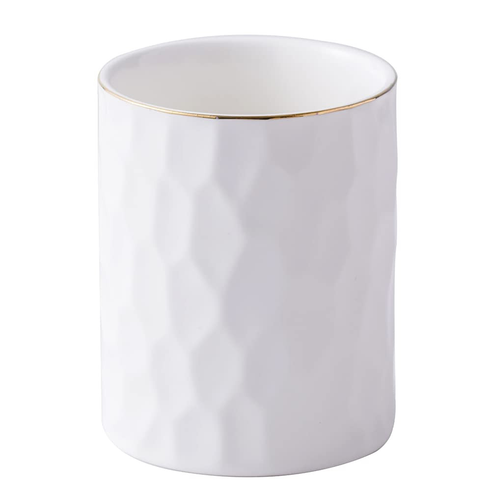 Ceramic Aesthetic Pen Holder for Desk Cute White Pencil Holder Cup Pot Desk Organizer Office Supp... | Amazon (US)