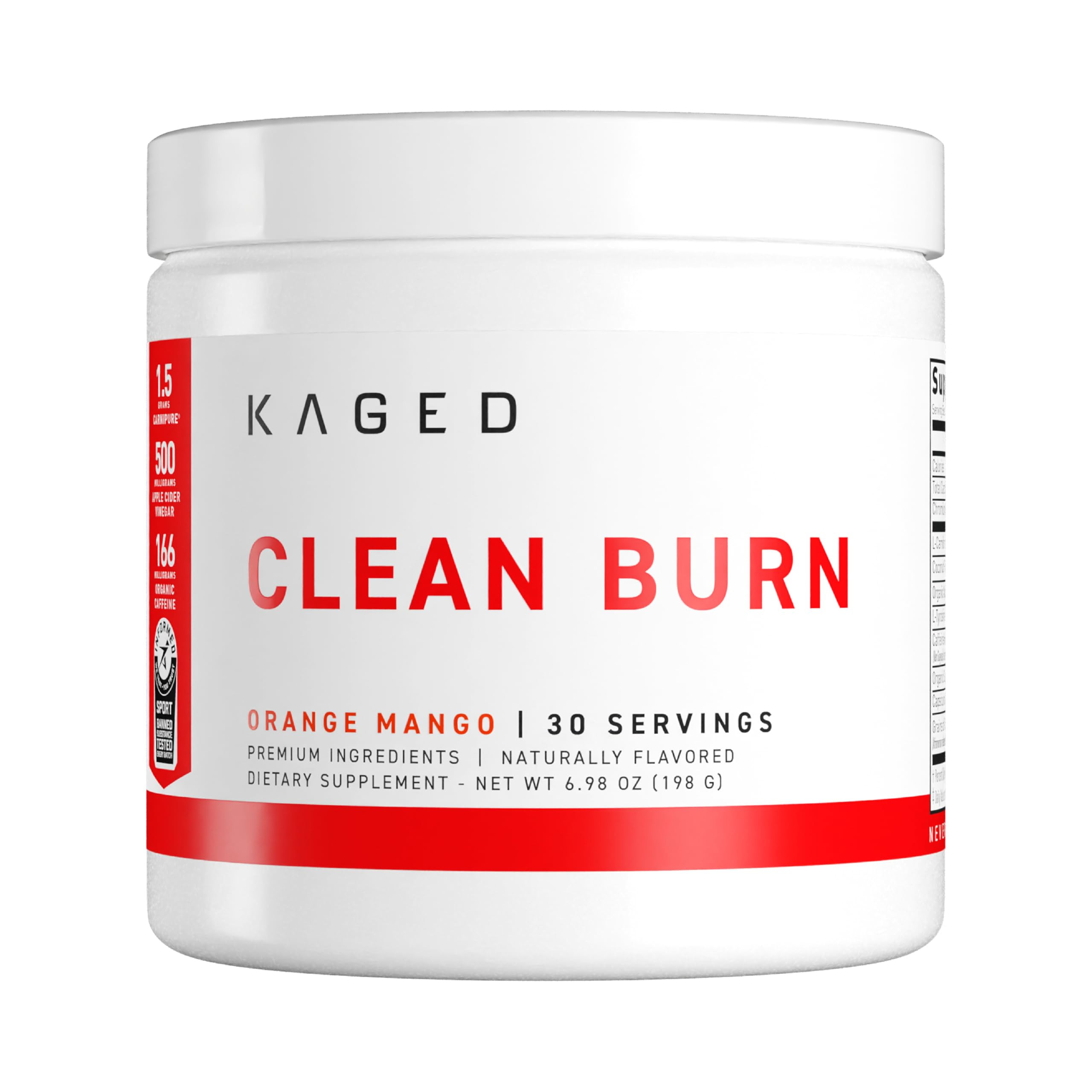 Kaged Thermogenic Powder Clean Burn Orange Mango Men & Women Weight Management Supplement Organic... | Amazon (US)
