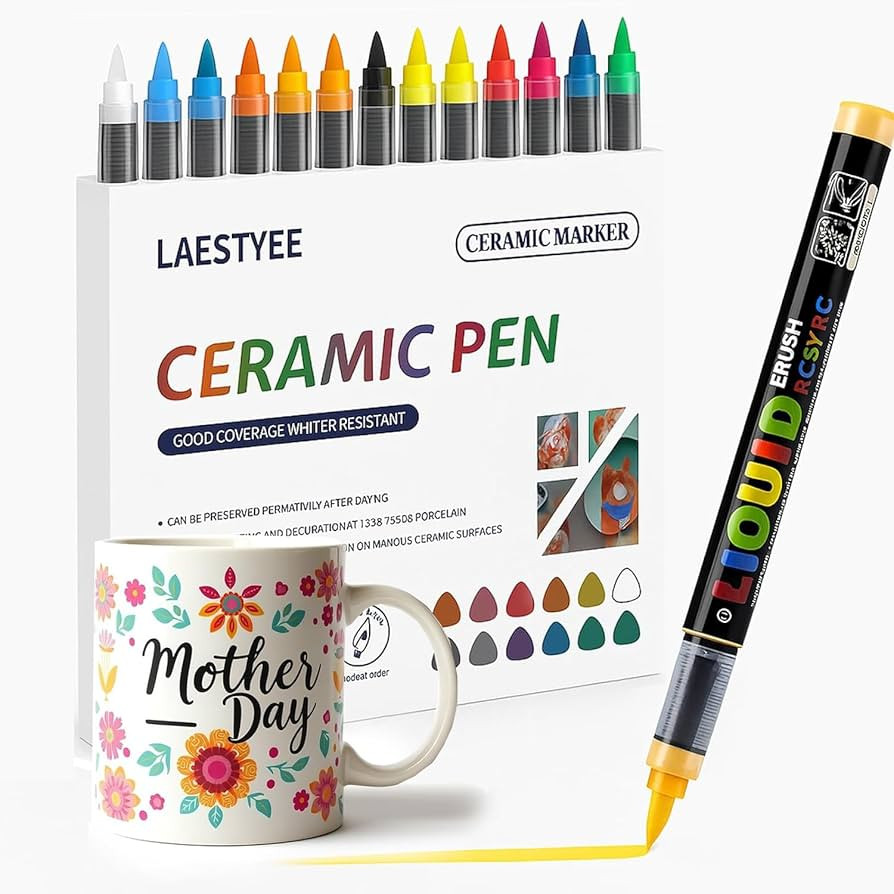 Ceramic pens 12 Colors Acrylic Markers 1.0-6.0mm Water and Fade Resistant Suitable for ceramics, ... | Amazon (US)