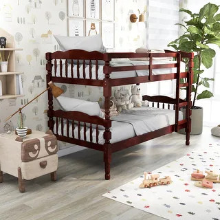 Furniture of America Dazy Traditional Twin over Twin Bunk Bed - Dark Walnut | Bed Bath & Beyond