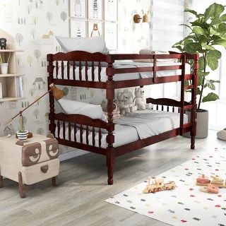 Furniture of America Dazy Traditional Twin over Twin Bunk Bed - Dark Walnut | Bed Bath & Beyond