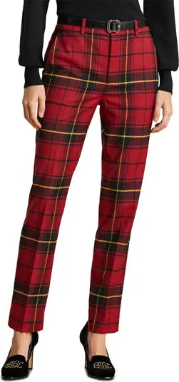 Plaid Stretch Wool Blend Ankle Straight Leg Pants | Nordstrom